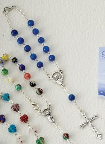 Dark Blue Round Bead Auto Rosary - Gerken's Religious Supplies