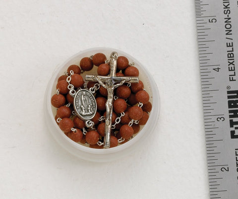 Rose Scented Rosary with Fatima Relic Center - Gerken's Religious Supplies