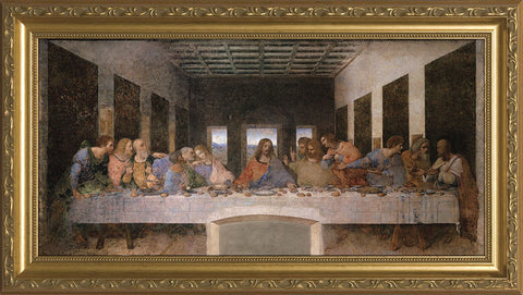 Last Supper by Da Vinci - Standard Gold Framed Art - 12" X 24" - Gerken's Religious Supplies
