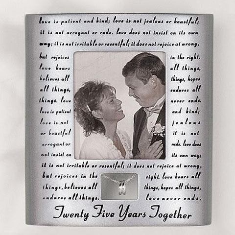 Love Never Fails 25th Anniversary Frame - Gerken's Religious Supplies