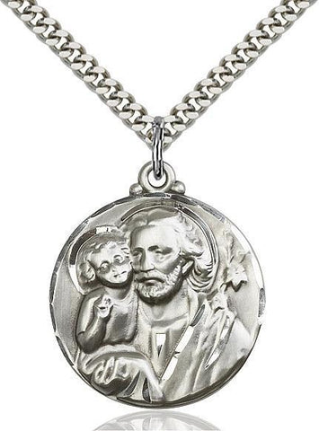 St. Joseph Sterling Silver Pendant - Gerken's Religious Supplies