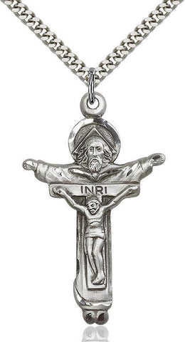 Trinity Crucifix Sterling Silver Pendant - Gerken's Religious Supplies