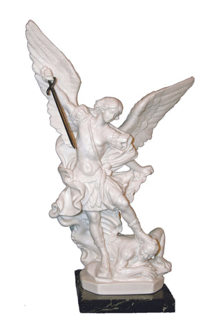 St. Michael in White Alabaster 9"