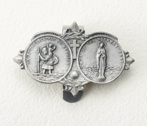 St. Christopher / Our Lady of the Highway Auto Visor Clip - Gerken's Religious Supplies