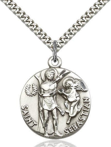 St. Sebastian Sterling Silver Pendant - Gerken's Religious Supplies