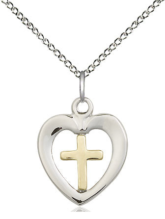 Heart & Cross Sterling Silver Pendant - Gerken's Religious Supplies