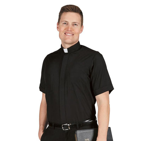 Slim Fit Short Sleeved Tab Collar Clergy Shirt - Gerken's Religious Supplies