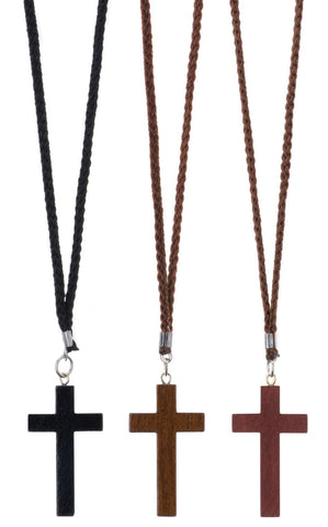 Small Black Wood Cross on Cord - Gerken's Religious Supplies