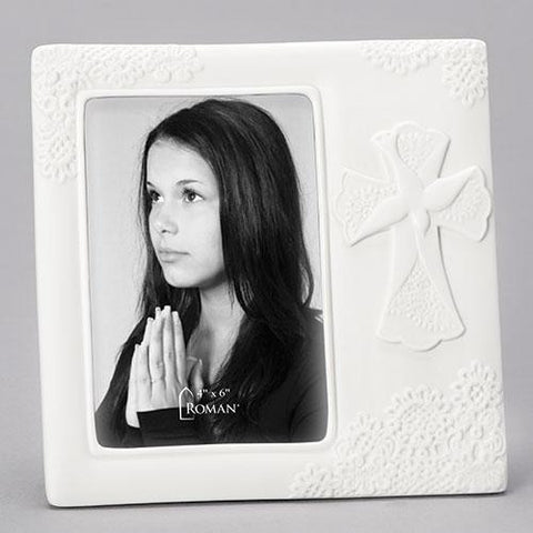 White Lace Confirmation Picture Frame - Gerken's Religious Supplies