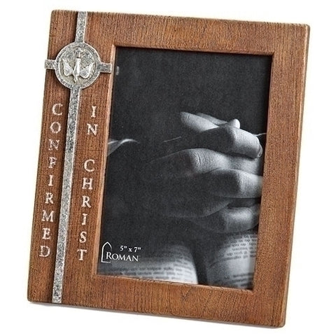 Gerken's Religious Supplies - Wood Style Confirmation Frame with Silver Icon