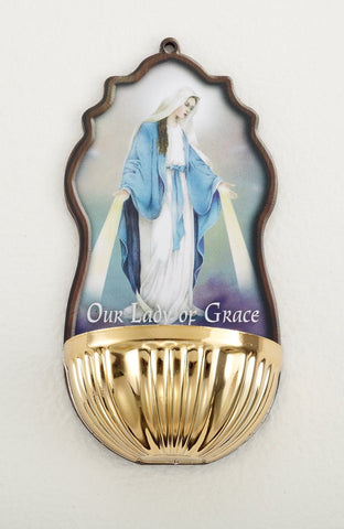 Our Lady of Grace Holy Water Font - Gerken's Religious Supplies