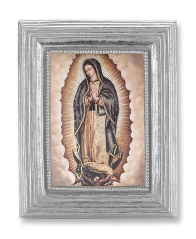 Our Lady of Guadalupe in Silver Frame - 3-7/8" X 4-3/4" - Gerken's Religious Supplies