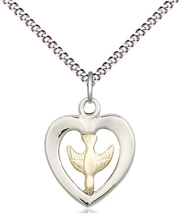 Holy Spirit & Heart Sterling Silver Pendant - Gerken's Religious Supplies