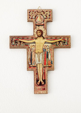 San Damiano Wood Crucifix 8" - Gerken's Religious Supplies