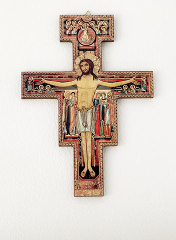 San Damiano Wood Crucifix 9-1/2" - Gerken's Religious Supplies