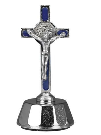 St. Benedict Auto Crucifix - Blue - Gerken's Religious Supplies