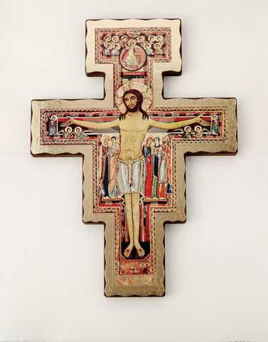 San Damiano Wood Crucifix 8-3/4" - Gerken's Religious Supplies