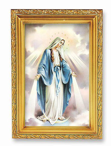 Our Lady of Grace Picture in Antique Gold Frame - 4" X 6" - Gerken's Religious Supplies