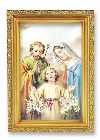 Holy Family Picture in Antique Gold Frame - 4" X 6" - Gerken's Religious Supplies