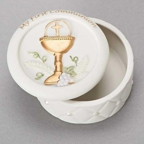 Round First Communion Keepsake Box - Gerken's Religious Supplies