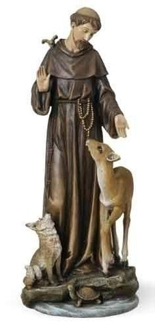 St. Francis with Deer 14" Statue - Gerken's Religious Supplies