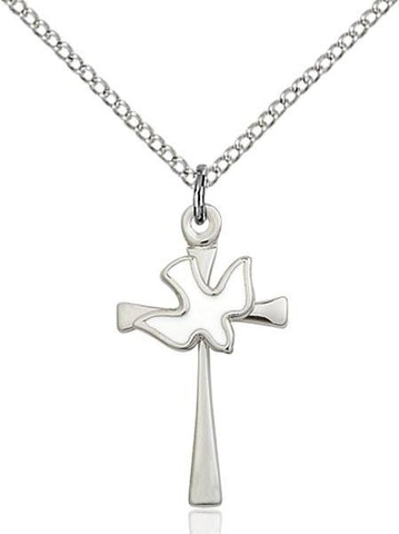 Cross & Holy Spirit Sterling Silver Pendant - Gerken's Religious Supplies