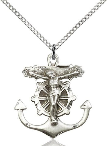 Anchor Crucifix Sterling Silver Pendant - Gerken's Religious Supplies