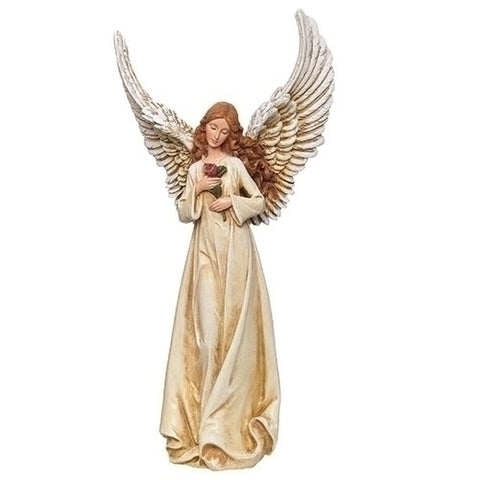 Angel with Rose Figure 10.5' H - Gerken's Religious Supplies