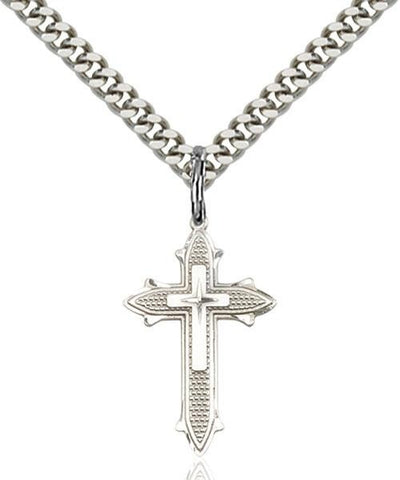 Cross on Cross Sterling Silver Pendant - Gerken's Religious Supplies