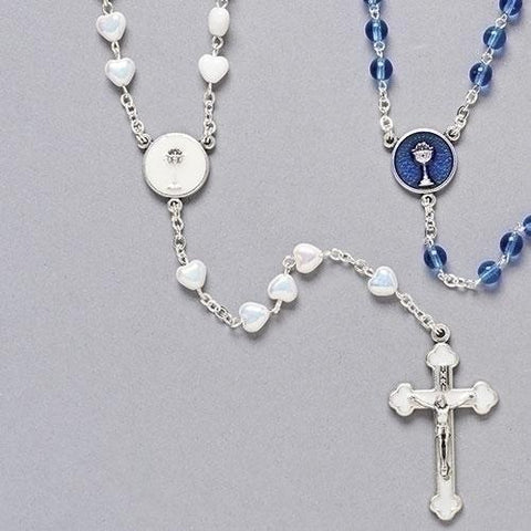 White Heart First Communion Rosary - Gerken's Religious Supplies