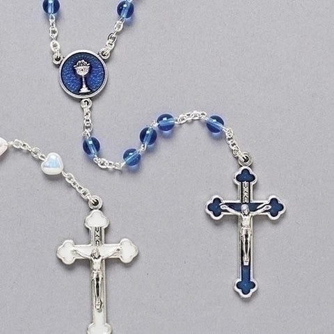 Blue Chalice First Communion Rosary - Gerken's Religious Supplies