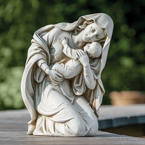 13.5" Kneeling Madonna and Child Garden Statue - Gerken's Religious Supplies