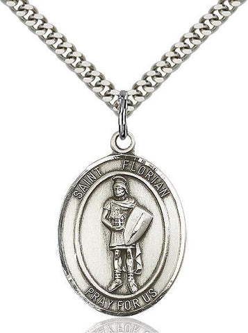 St. Florian Sterling Silver Pendant - Gerken's Religious Supplies