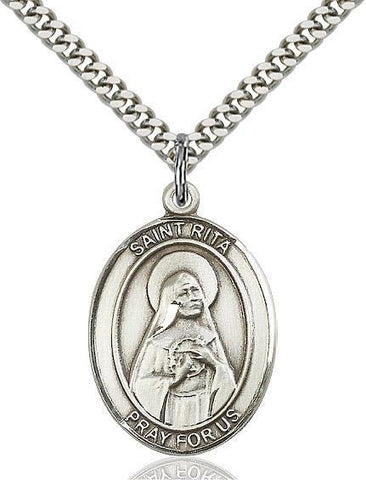 St. Rita of Cascia Sterling Silver Pendant - Gerken's Religious Supplies