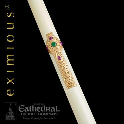 1-15/16" x 39" Cross of Erin Eximious Paschal Candle - Gerken's Religious Supplies