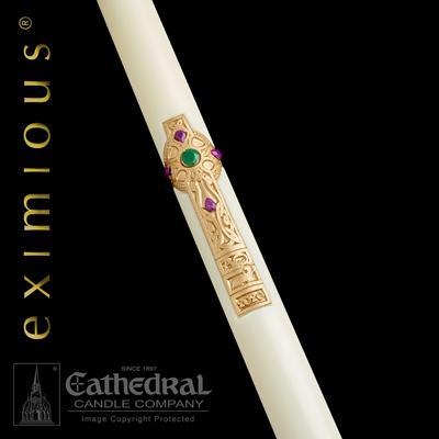 4" x 42" Cross of Erin Eximious Paschal Candle - Gerken's Religious Supplies