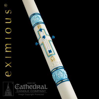 2-1/2" x 60" Most Holy Rosary Eximious Paschal Candle - Gerken's Religious Supplies