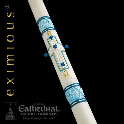 2-1/4" x 48" Most Holy Rosary Eximious Paschal Candle - Gerken's Religious Supplies