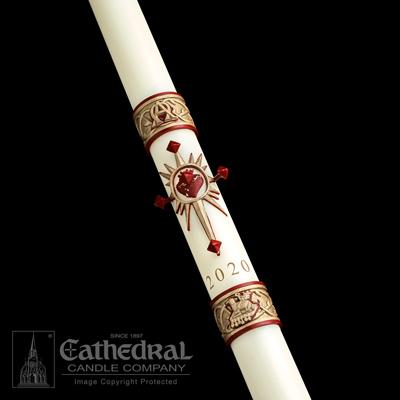 2-3/8" x 52" Sacred Heart Paschal Candle