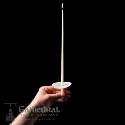 14" 51% Beeswax Congregational Tapers with Bobeches - 100 Ct. - Gerken's Religious Supplies