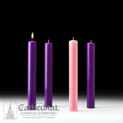 1-1/2" X 12" 51% Beeswax Advent Candle Set (3 Purple, 1 Pink) - Gerken's Religious Supplies