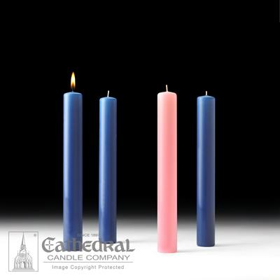 1-1/2" X 12" 51% Beeswax Advent Candle Set (3 Sarum Blue, 1 Pink) - Gerken's Religious Supplies