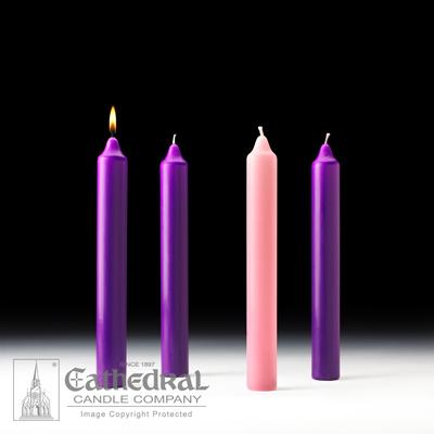 1-1/2" X 12" Stearine Advent Candle Set (3 Purple, 1 Pink) - Gerken's Religious Supplies