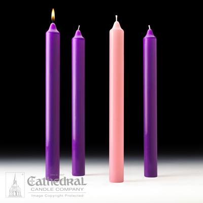 1-1/2" X 16" Stearine Advent Candle Set (3 Purple, 1 Pink) - Gerken's Religious Supplies