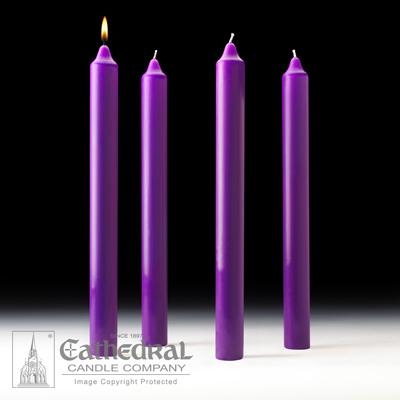 1-1/2" X 16" Stearine Advent Candle Set (4 Purple) - Gerken's Religious Supplies