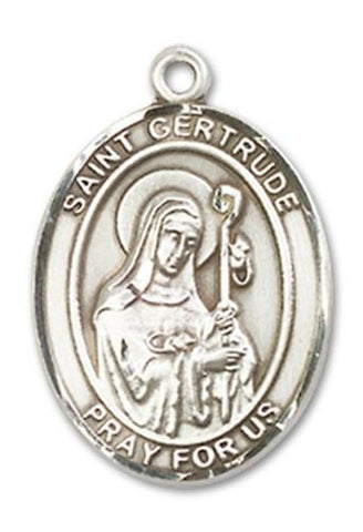 St. Gertrude of Nivelles  Sterling Silver Medal - Gerken's Religious Supplies