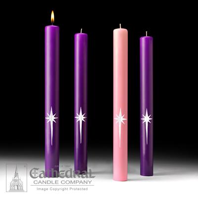 1-1/2" x 16" 51% Beeswax Star Of The Magi™ Advent Candle Set - Gerken's Religious Supplies