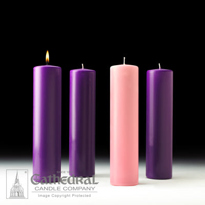 3" X 12" Stearine Advent Pillar Candle Set (3 Purple, 1 Pink)