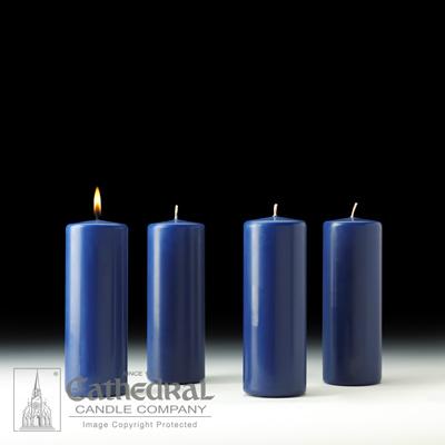 3" X 8" Stearine Advent Pillar Candle Set (4 Sarum Blue) - Gerken's Religious Supplies