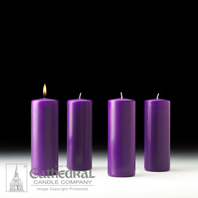 3" X 8" Stearine Advent Pillar Candle Set (4 Purple)
